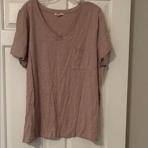 Casual Mauve V-Neck Short Sleeve Tee